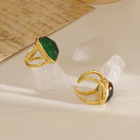 Retro Hollow Out Geometric Round Resin Personality Rings