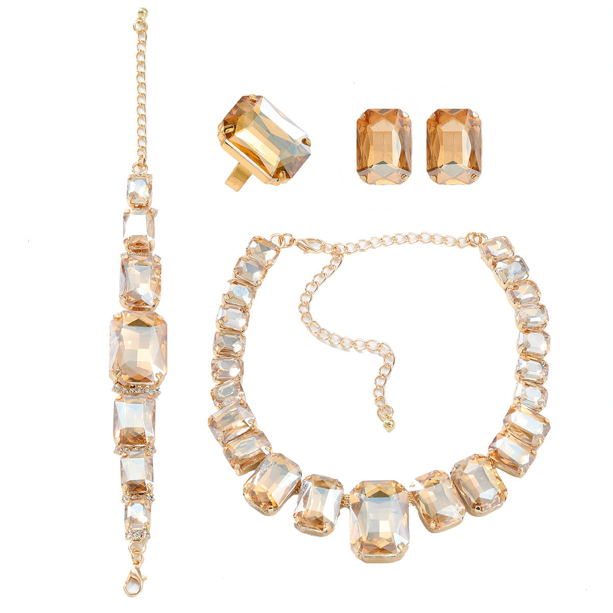 Attractive Popular Women's Exaggerated Rhinestone Square Necklaces