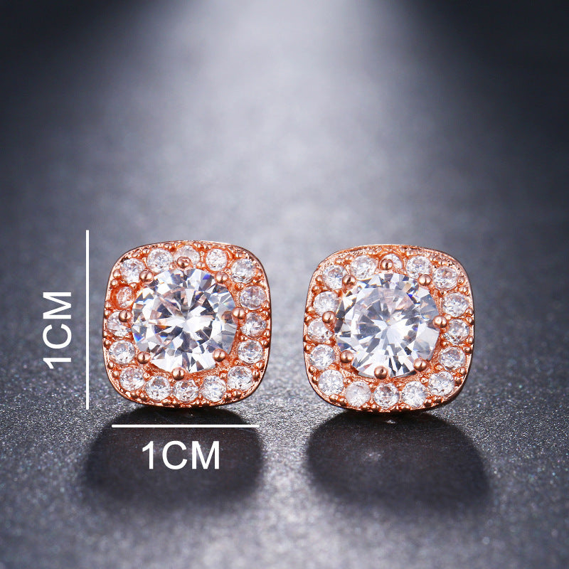 Women's Live Broadcast Fashionable Simple Cute Square Stud Earrings