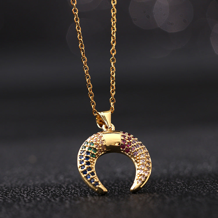 Moon Zircon Fashion Gold Plated Geometric Necklaces