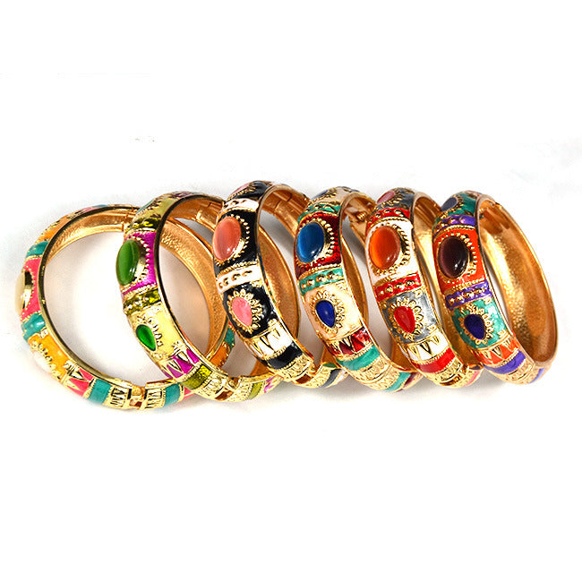 Cloisonne Open-ended Retro Color Matching Female Scenic Spot Bracelet