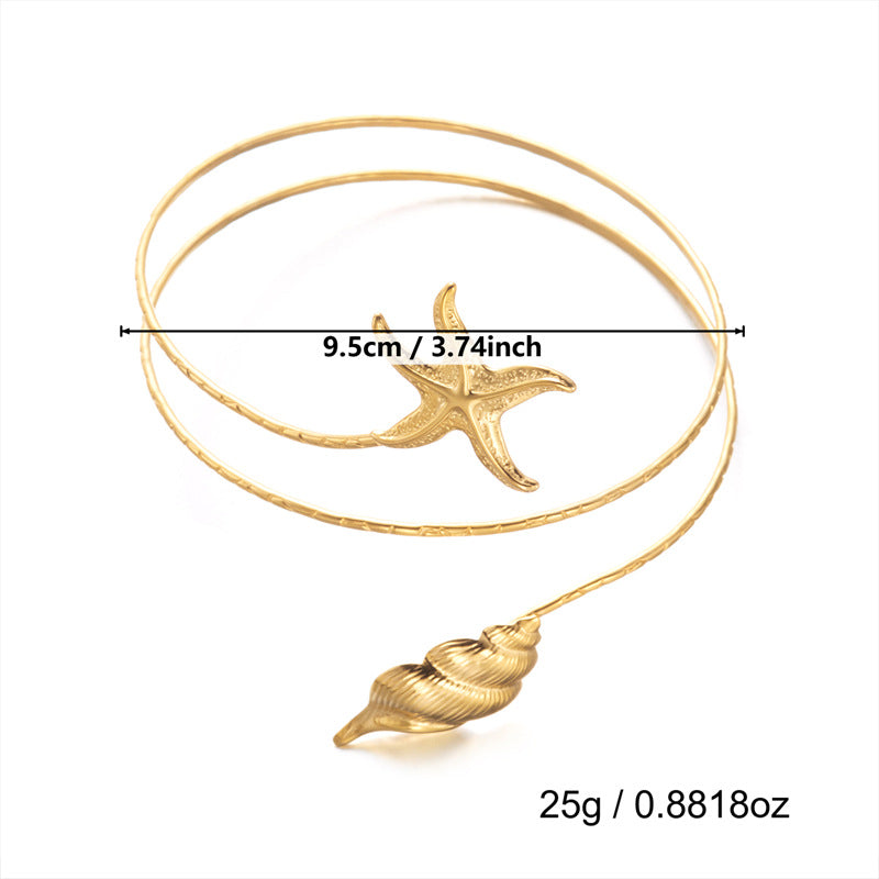 Ocean Style Metal Female Summer Vacation Starfish Baroque Hollow Adjustable Bracelets