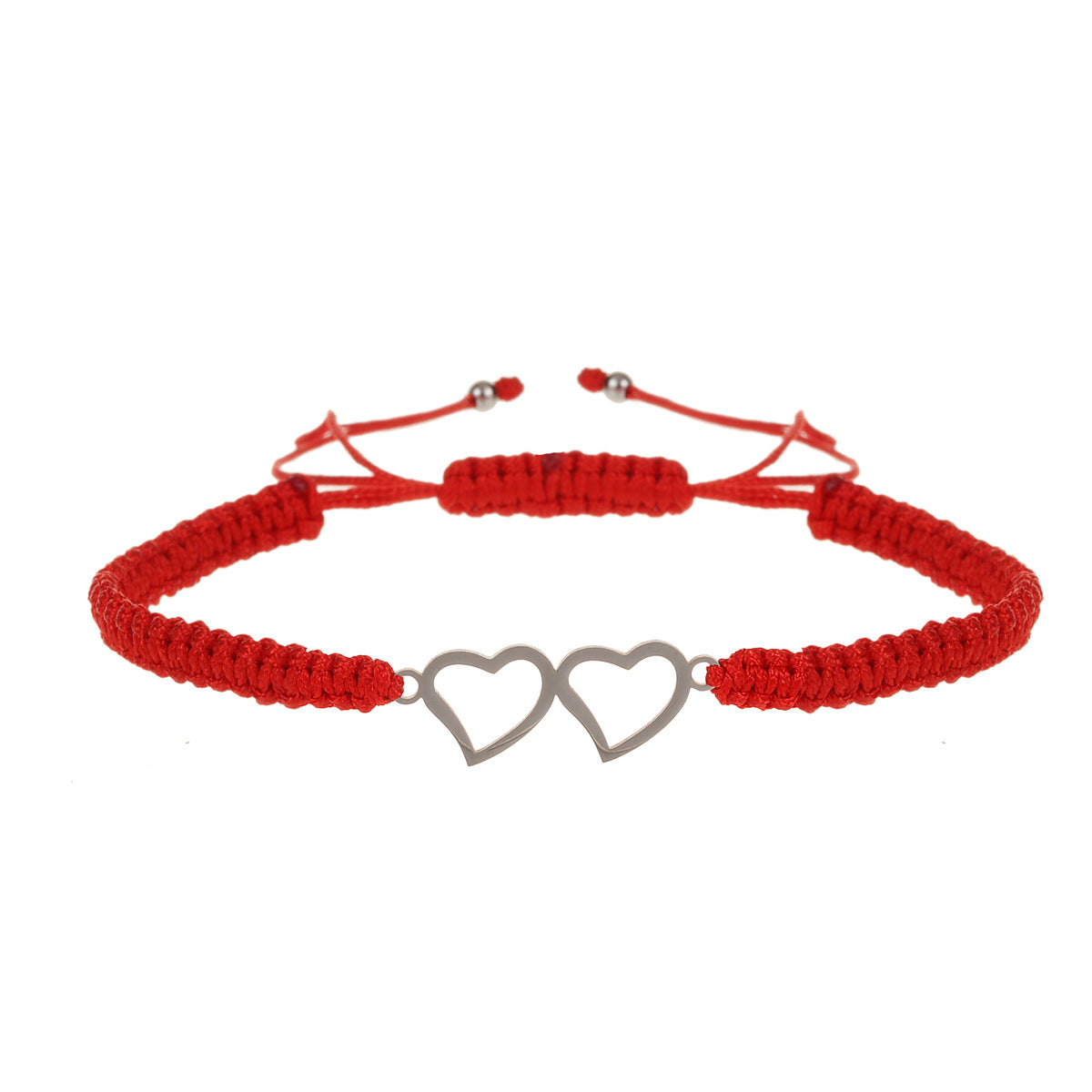 Bracelets simples en acier inoxydable avec corde rouge et papillon