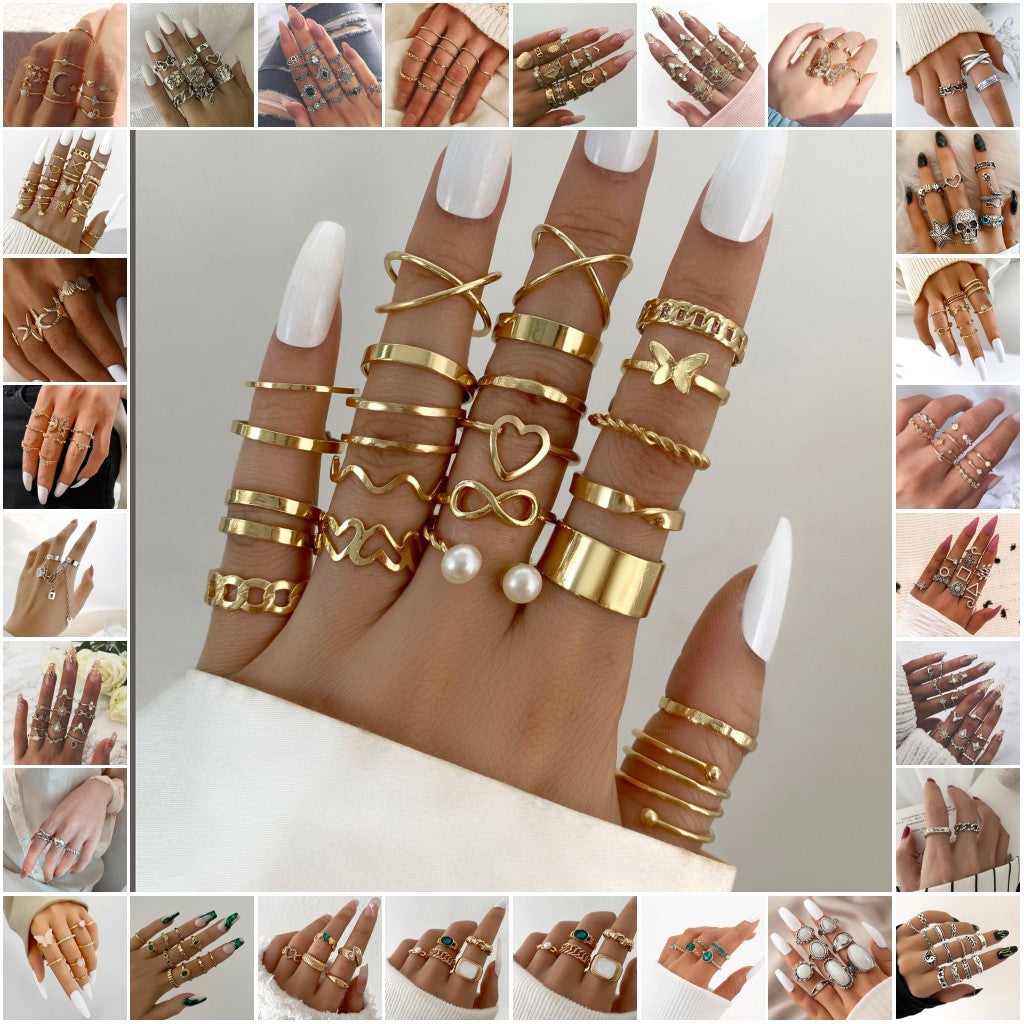 Clearance Vintage Creative Heart Hollow Butterfly Rings