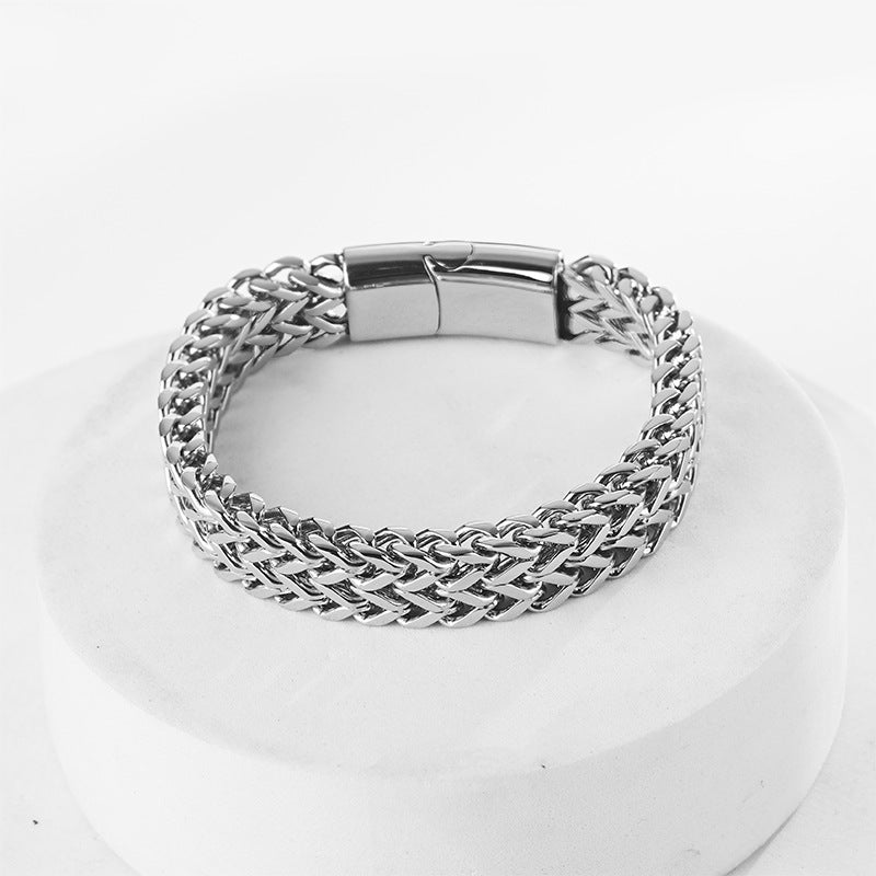 Steel Denim Chain Magnetic Buckle Fashion Couple Double Layer Bracelets