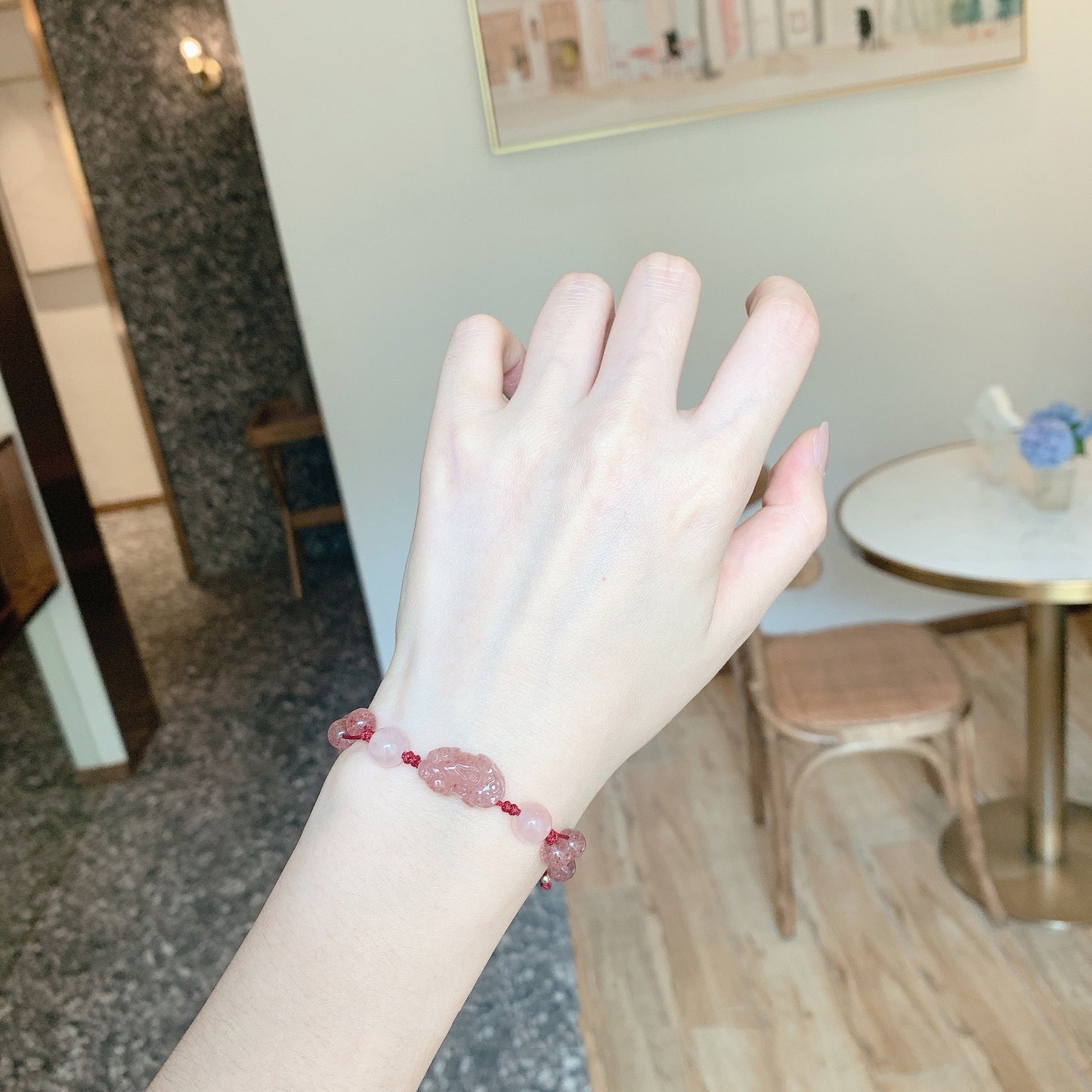 Bracelets de perles porte-bonheur en corde rouge, vie féminine Crystal Pi