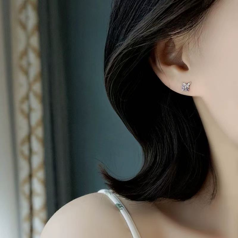 Needle Style Purple Butterfly Female Design High-grade Stud Earrings