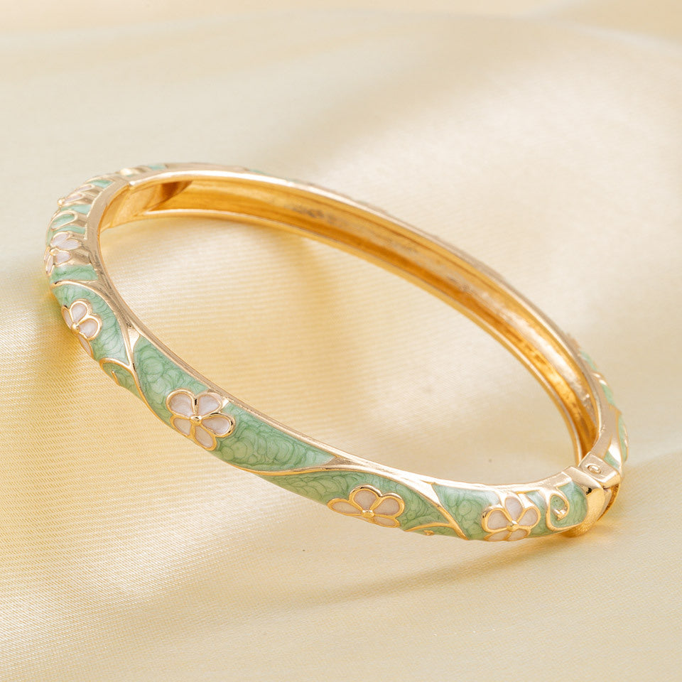 Flower Enamel Color Open-ended National Fashion Chinese Style Light Luxury Bracelet