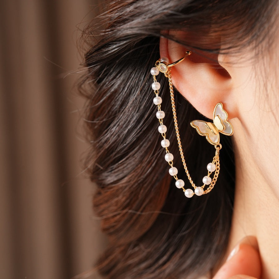 Round Tassel Bone French Vintage Court Style Light Ear Clip