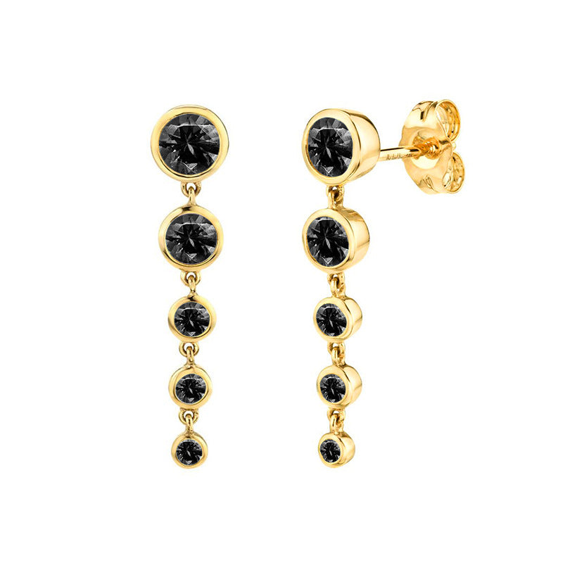 Sier Needle Tail Chain Rhinestone Creative Simple Zircon Stud Earrings