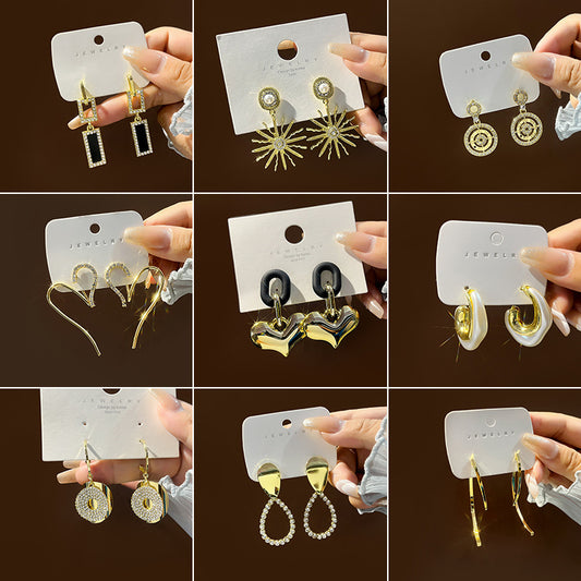 Sier Needle Flashing Collection Boucles d'oreilles complètes exquises