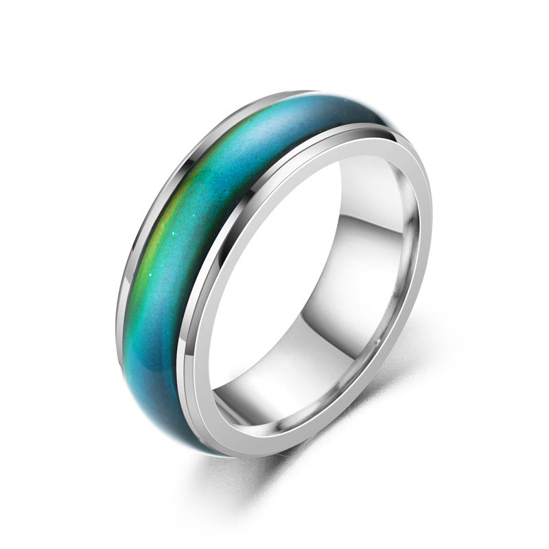 Mood Temperature Change Titanium Steel Couple Ring
