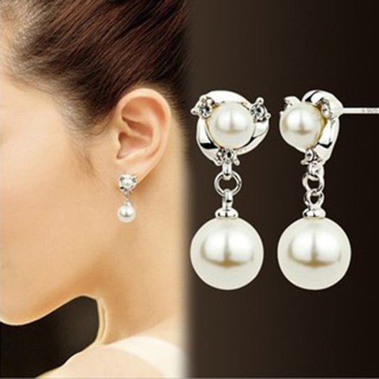 Delicate Diamond Pearl Creative Windmill Spiral Earrings