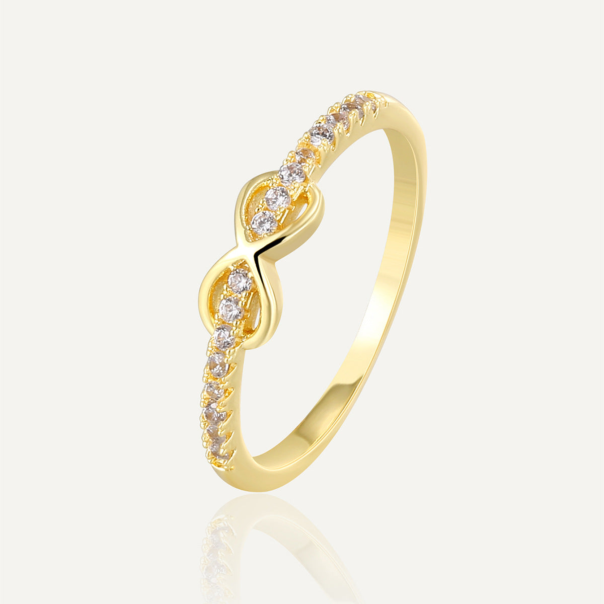 Style Design Female Gold-plated Bends Hitches Inlaid Rings