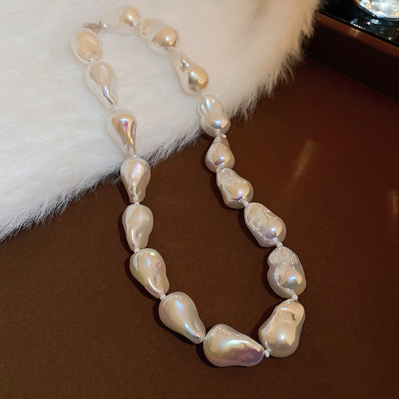 Irregular Pearl Geometric Elegant Sweater Chain Classic Style Necklace
