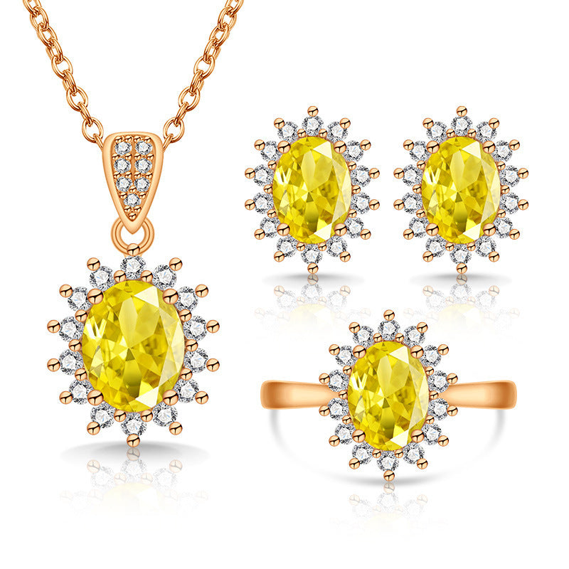 Live Broadcast Colored Gems Fashion Simulation Jewelry Set