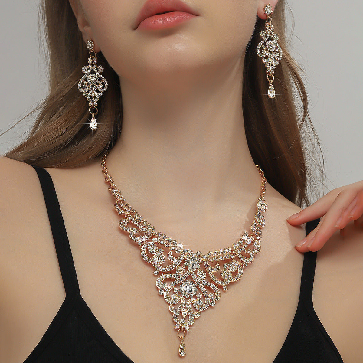 Vintage Court Style Two-piece Bridal Wedding Suit High Jewelry Set