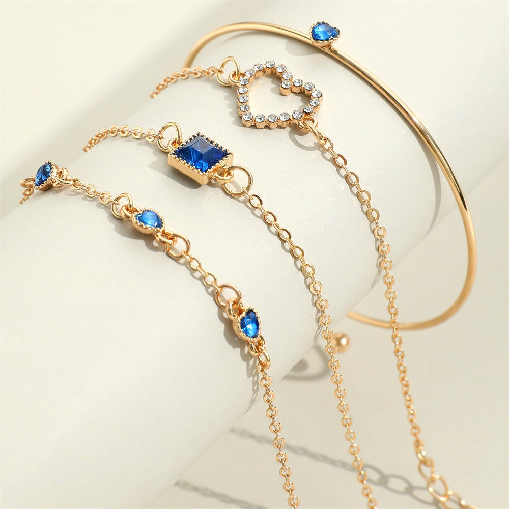 Slouchy Versatile Vintage Inlaid Square Heart Bracelet