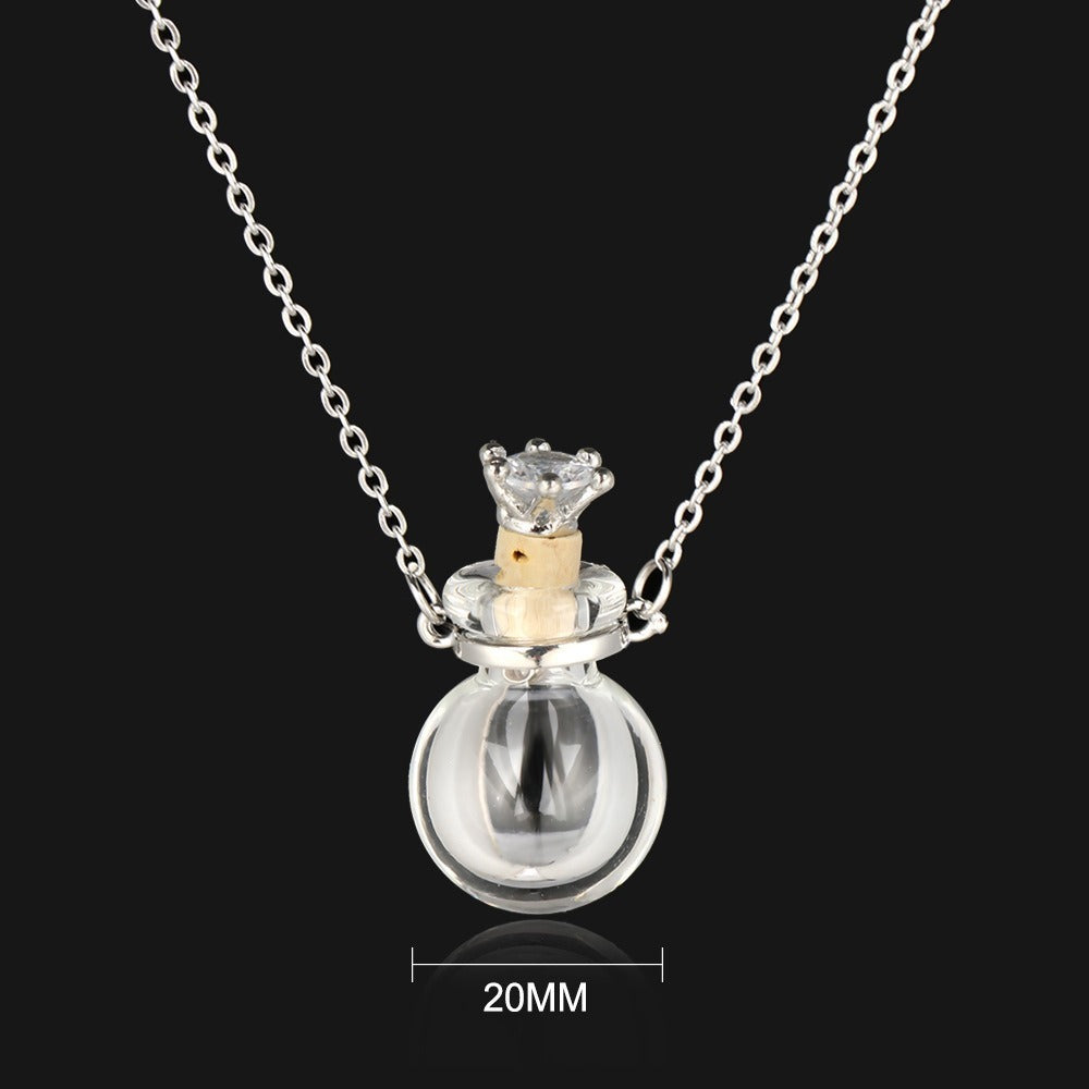 Transparent Heart-shaped Colored Glaze Perfume Essential Necklaces
