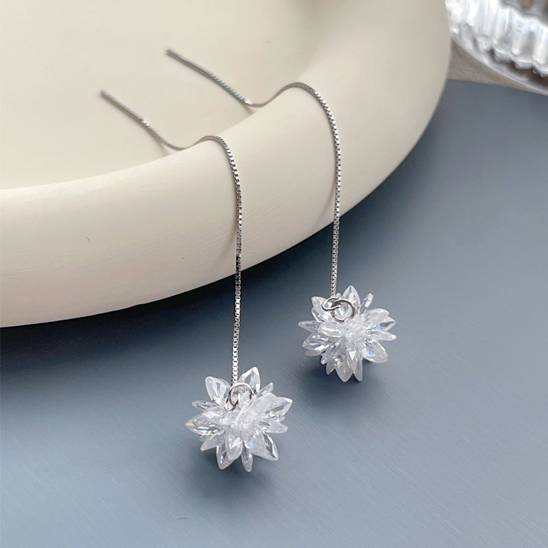 Women's Simple Eardrops Elegant High-grade Crystal Flowers Earrings