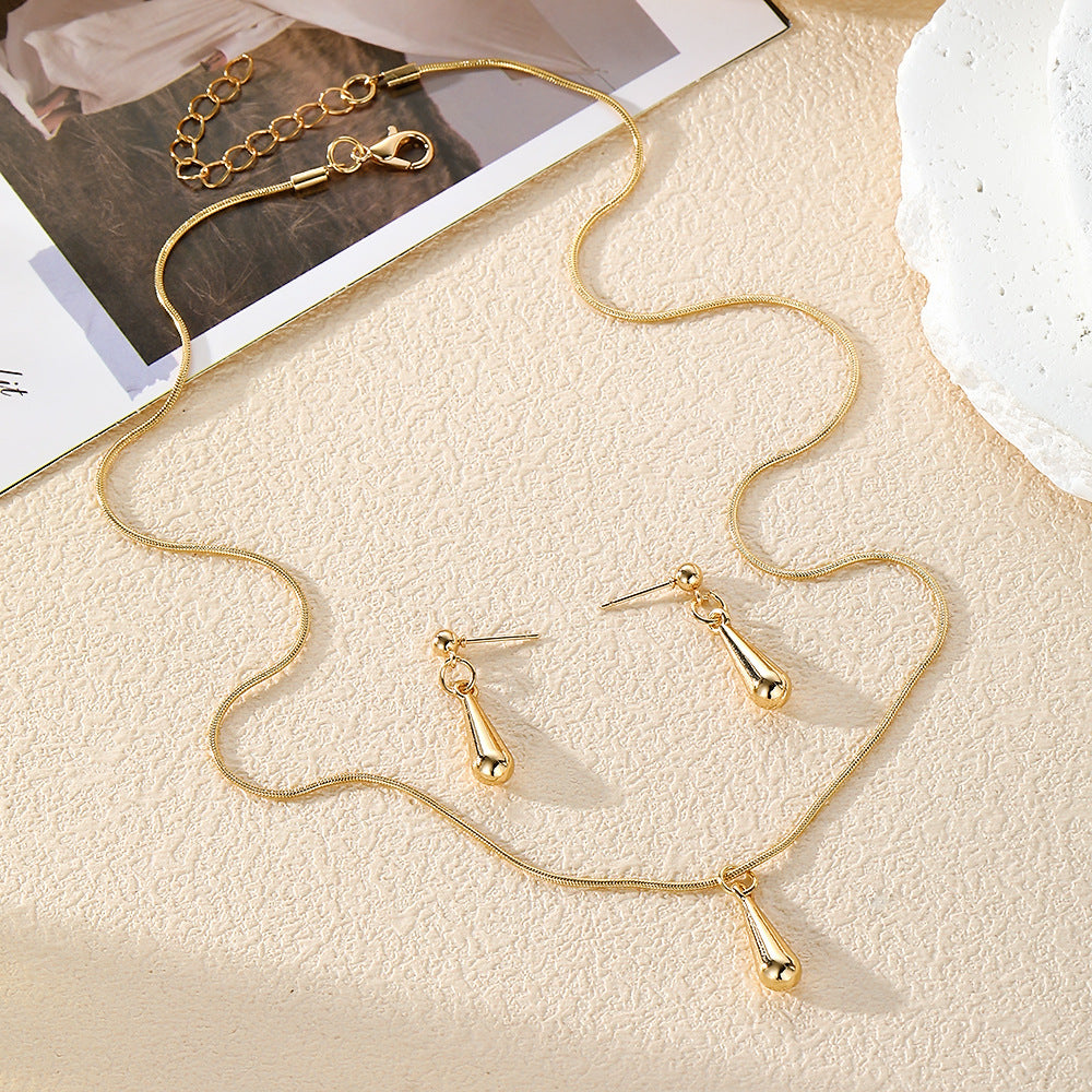 Simple Stylish Water Drop Female Graceful Girlfriends Clavicle Jewelry Set
