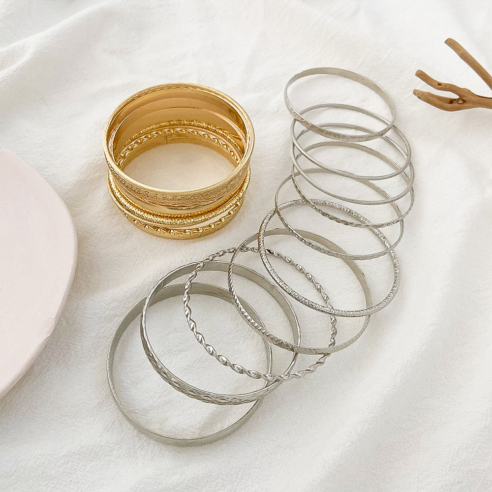 Style Alloy Vintage Wide Face Female Gold Bracelet