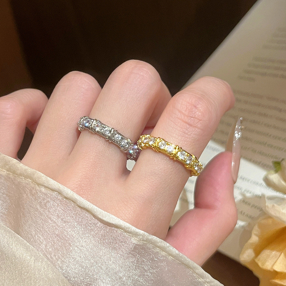 Single Row Zircon Female Niche Design Everyday Joker Rings