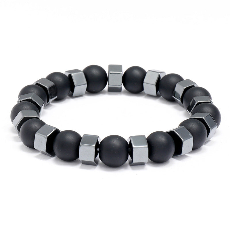 Bracelets élastiques en hématite Vintage en perles d'ornement de mode pour hommes