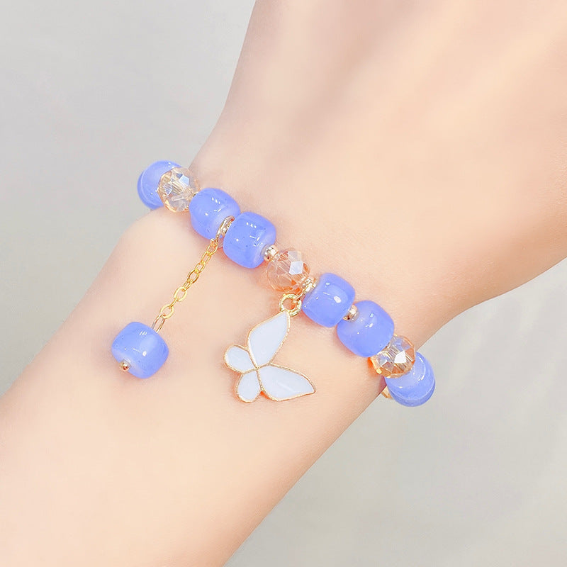 Children's Glaze Beaded Princess Cartoon Crystal Flowers Bracelets