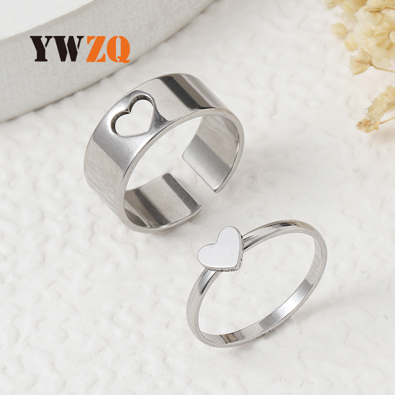 Women's Personality Couple Love Butterfly Peach Heart Suit Rings