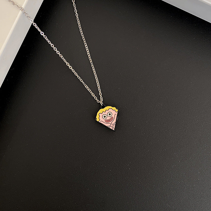 Ugly Pizza Magnetic Cartoon Fashion Senior Niche Necklace
