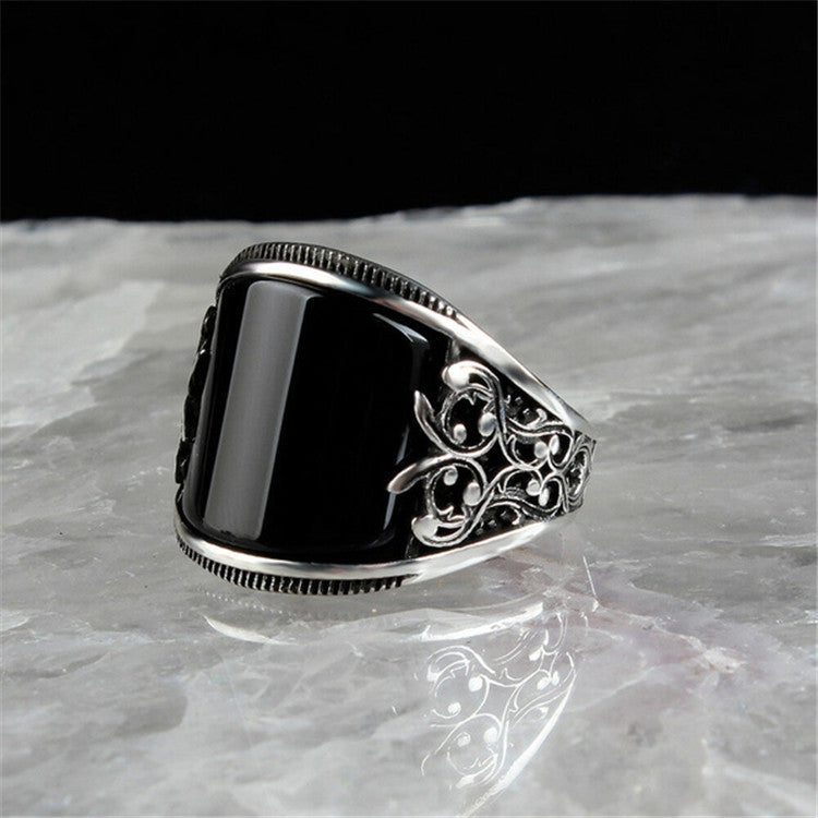 New Black Handmade Paint Embossed Pattern Rings