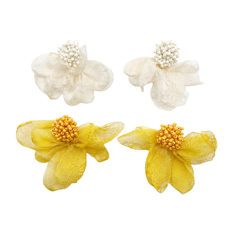 Flowers Yellow Vintage Taste Fairy Exaggerated Earrings