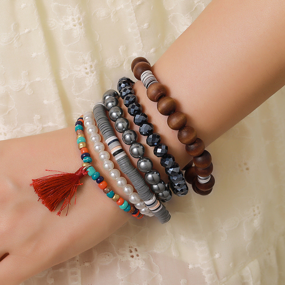 Bohemian Micro Glass Bead Wooden Pearl Bracelets