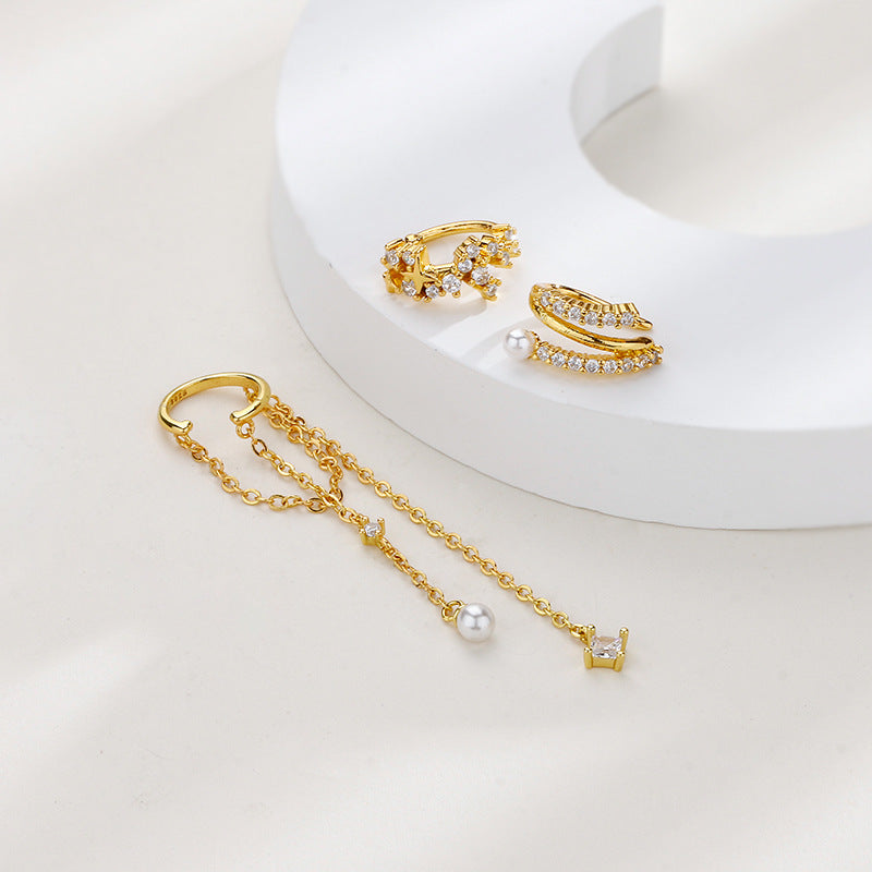 Starry Long Pearl Tassel Zircon Without Rings