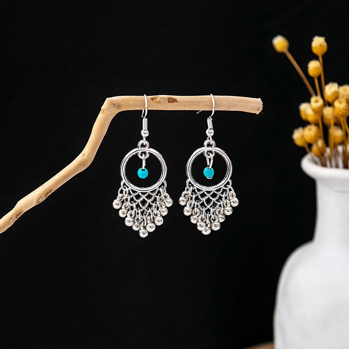 Tassel Turquoise Retro Minority Ethnic Style Earrings