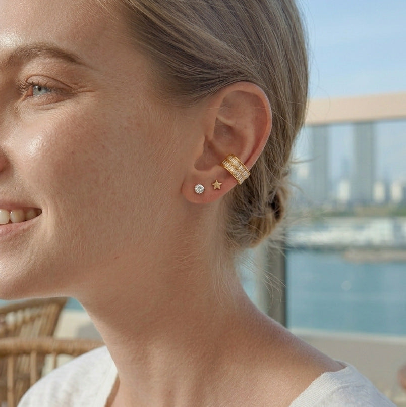 Ding Stainless Steel Zircon Female Niche Ear Clip