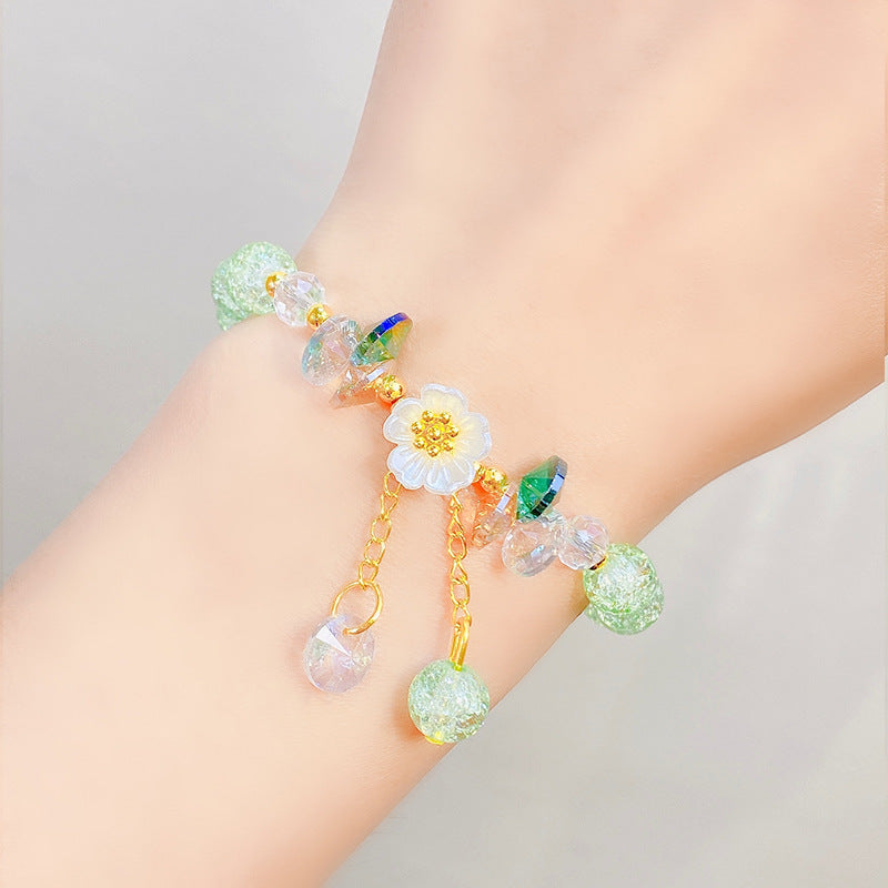 Children's Glaze Beaded Princess Cartoon Crystal Flowers Bracelets