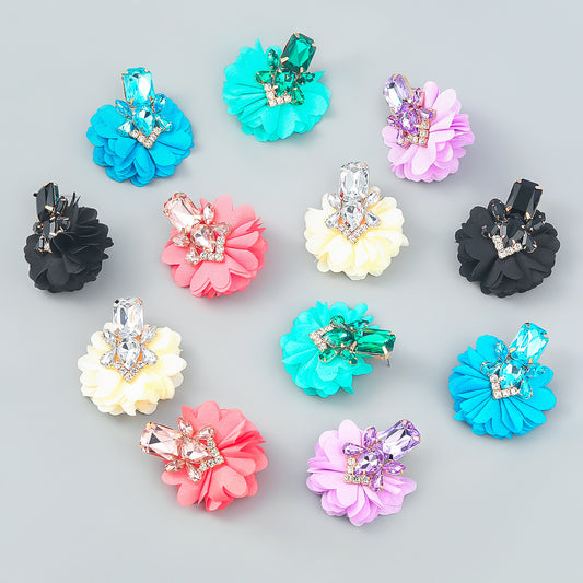 Women's Alloy Fabric Flower For Retro Elegance Earrings