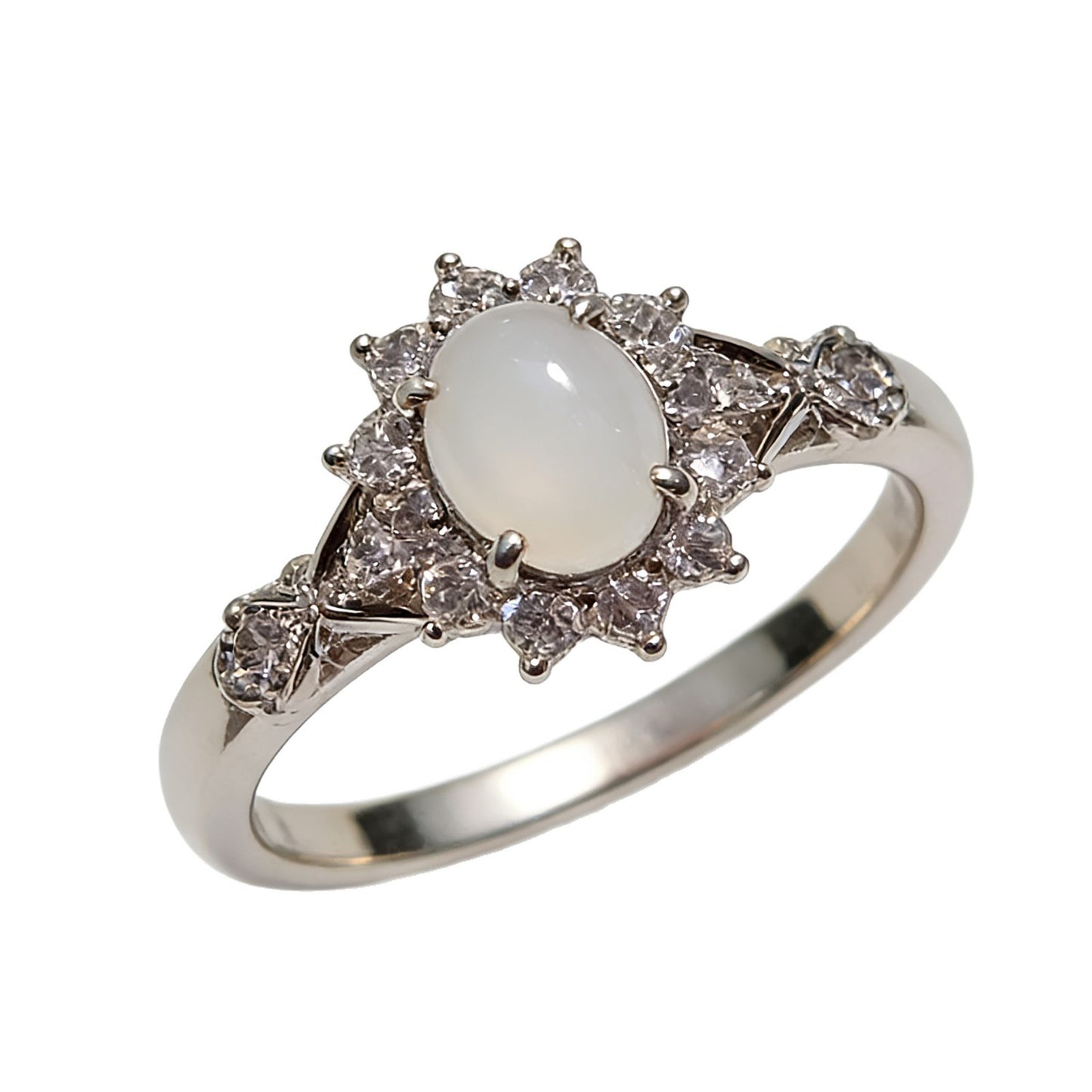 Women's Imitation White Chalcedony Light Luxury Big Ring