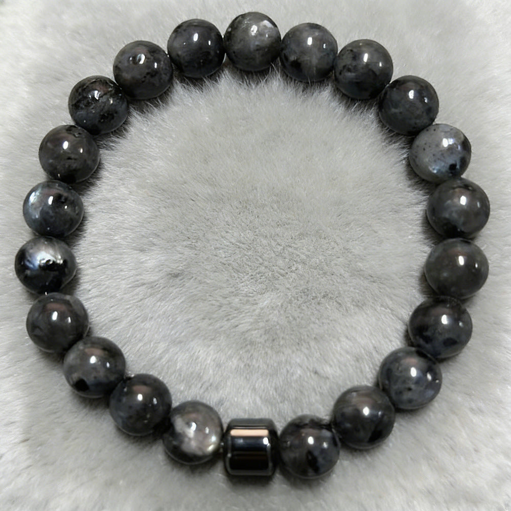 Men's Beaded White Turquoise Haematite Tigereye Volcanic Rock Map Stone Bracelet