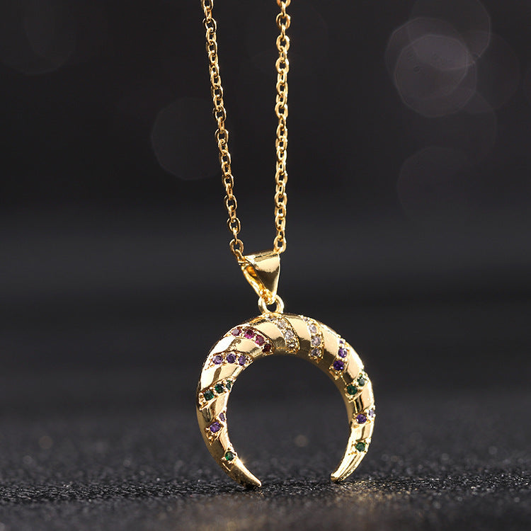 Moon Zircon Fashion Gold Plated Geometric Necklaces