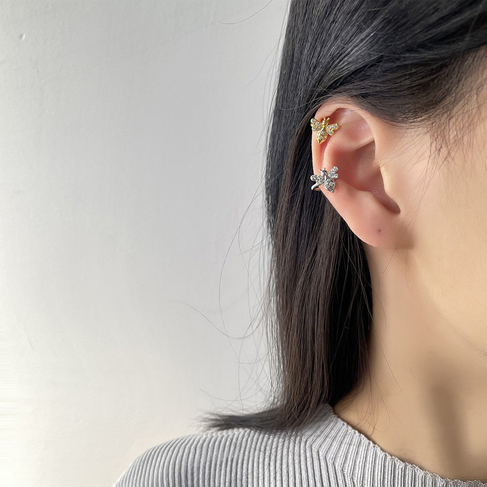 Full Diamond Mini Bee Popular Super Flash Refined Zircon Ear Clip