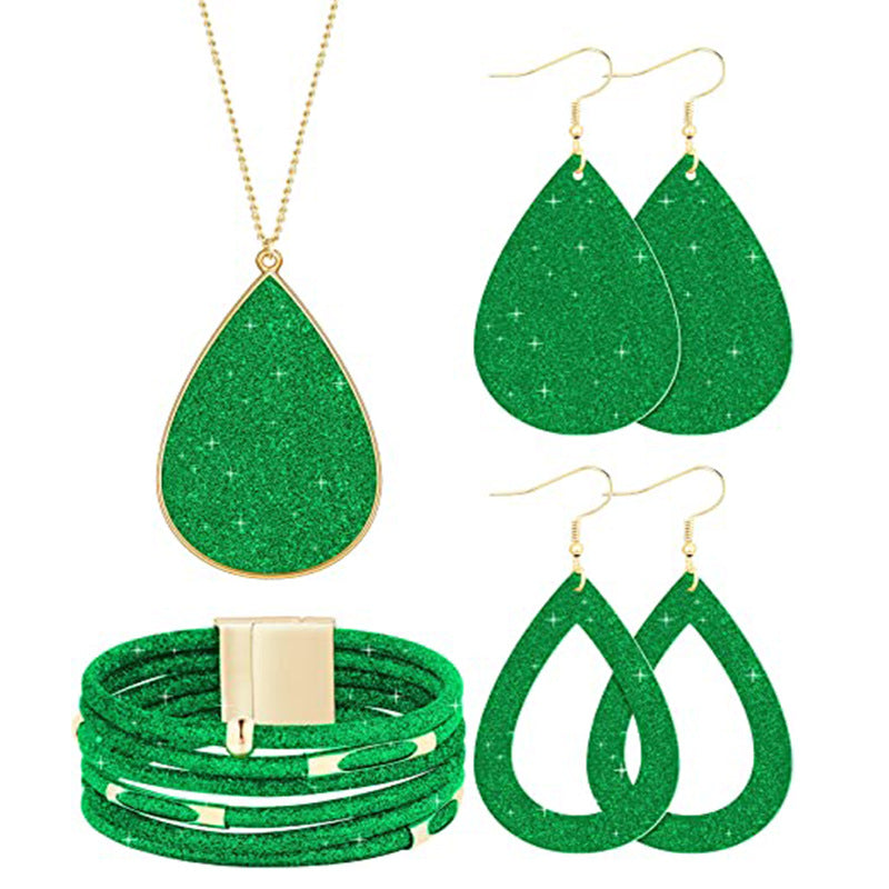 New Christmas Leather Leopard Santa Claus Jewelry Set