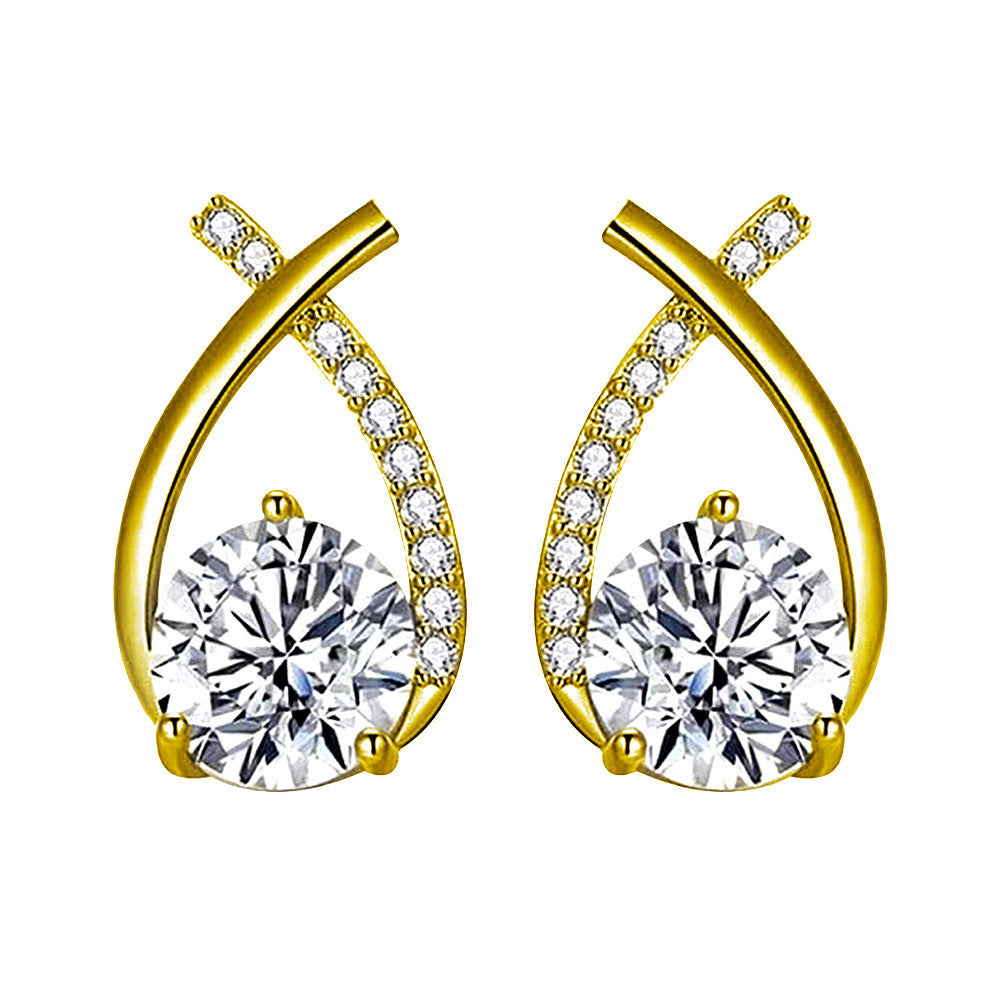 Women's Sier Cross Fishtail Korean Style Simple Geometric Fashion Earrings