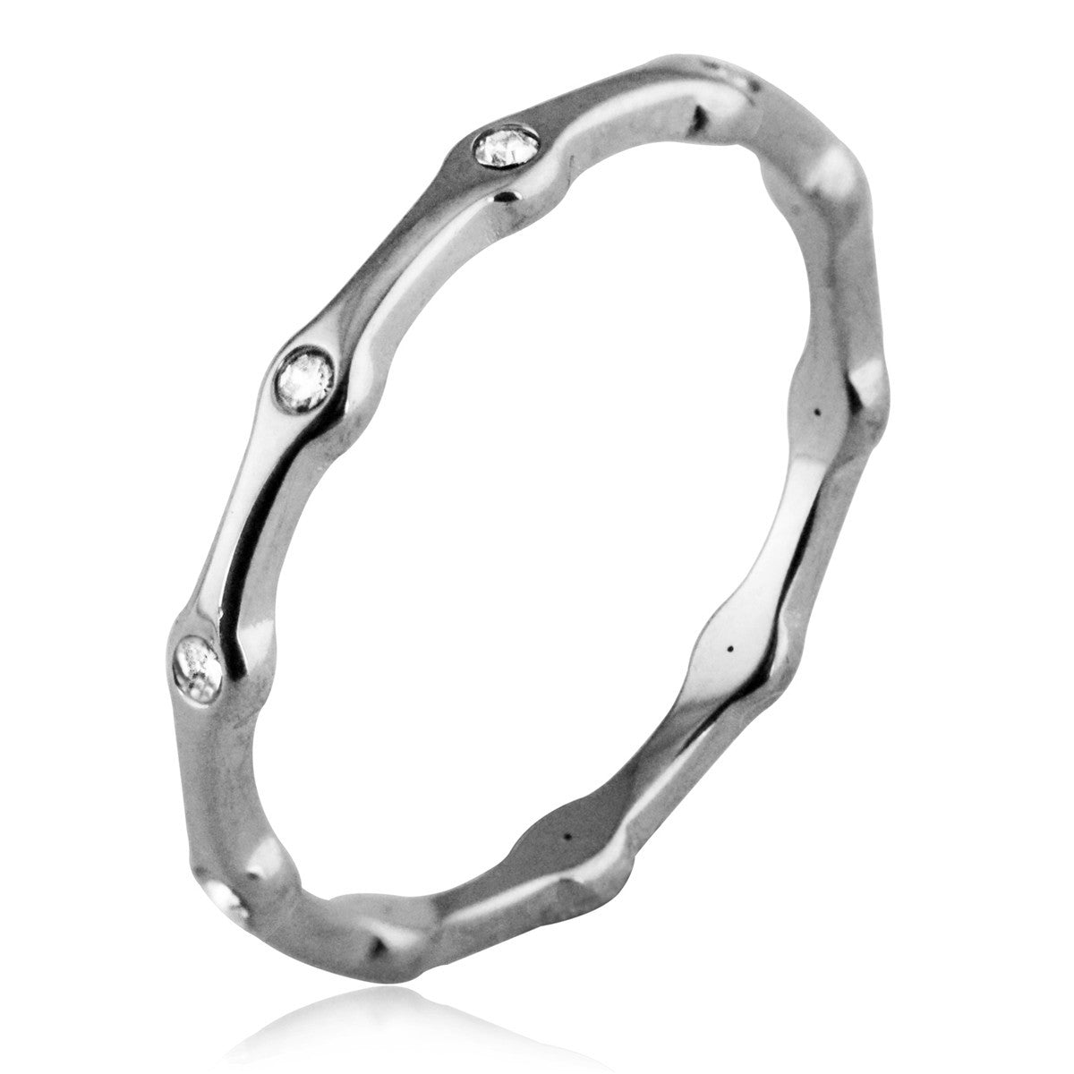 Women's Simple Bamboo Shape Micro Setting Personality Ring