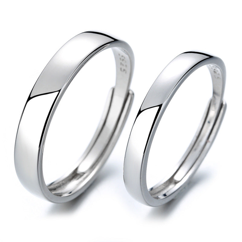 Bagues de couple simples brillantes en argent Sterling pour femmes, hommes et Concept