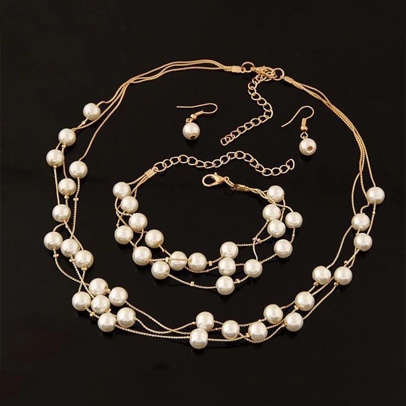Versatile Imitation Pearl First Three-piece Decoration Jewelry Set