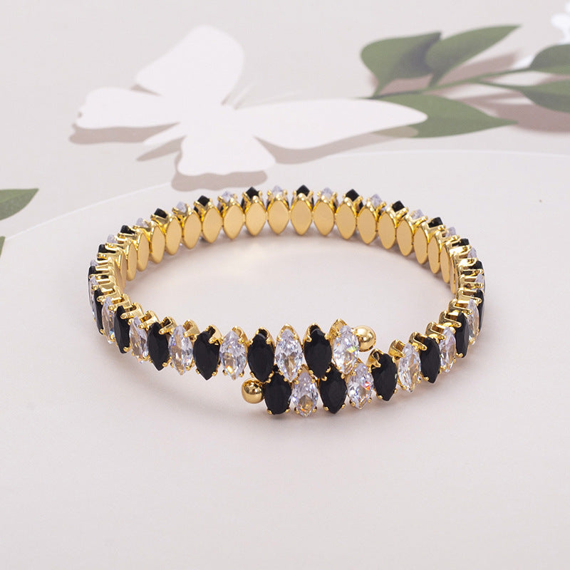 Women's Steel Zircon Stylish Opening Adjustable Titanium Bracelets