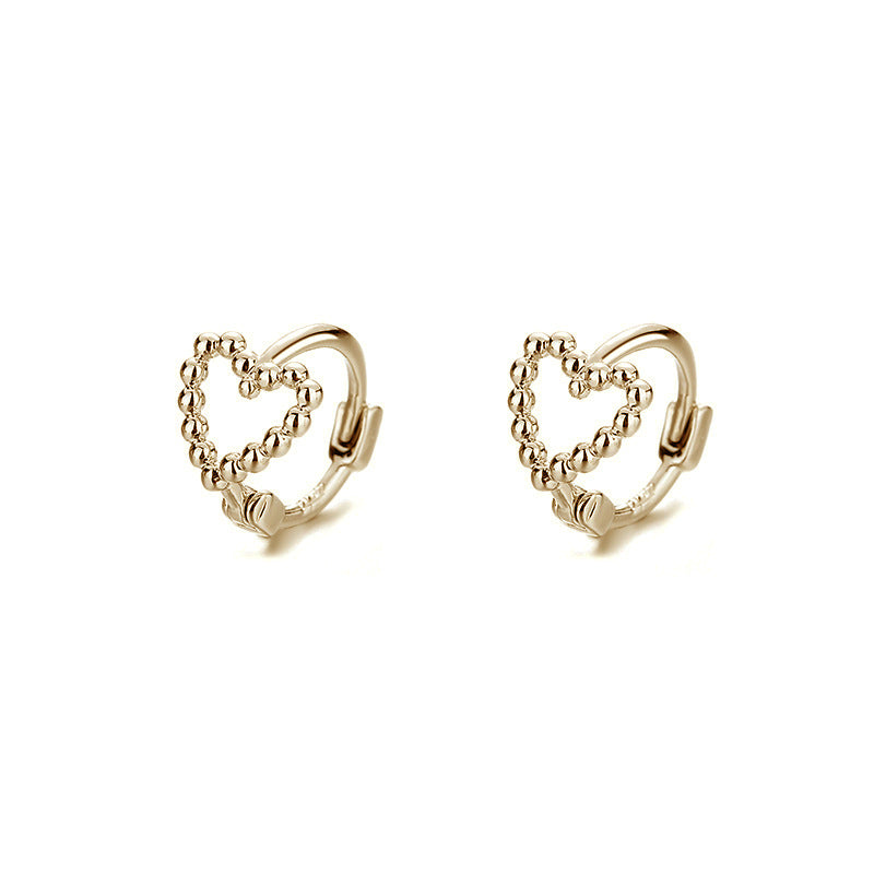 Ning creux en forme de coeur cercle doux Girly copines petites boucles d'oreilles coeur